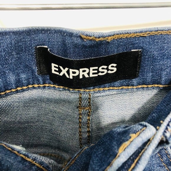 Express Womens Pants 25x27 Ankle Legging 2R Blue Denim High Rise Stretch Black - Picture 9 of 9